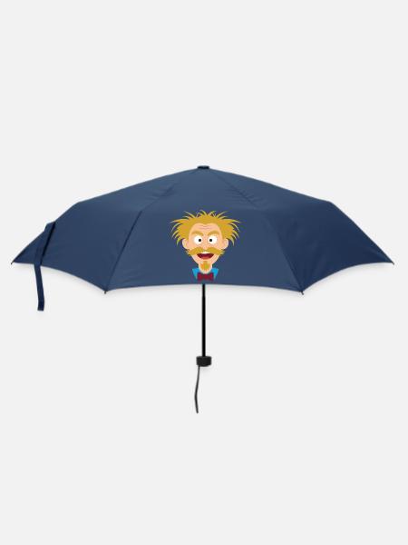 Wilder Wissenschaftler mit Schnurrbart - Regenschirm (klein) - Navy