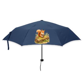 Squirrel Reading Book Illustration - Umbrella (small) - navy - Front
