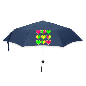 Neon Herzen Muster HeartBeat - Regenschirm (klein) - Navy - Vorne