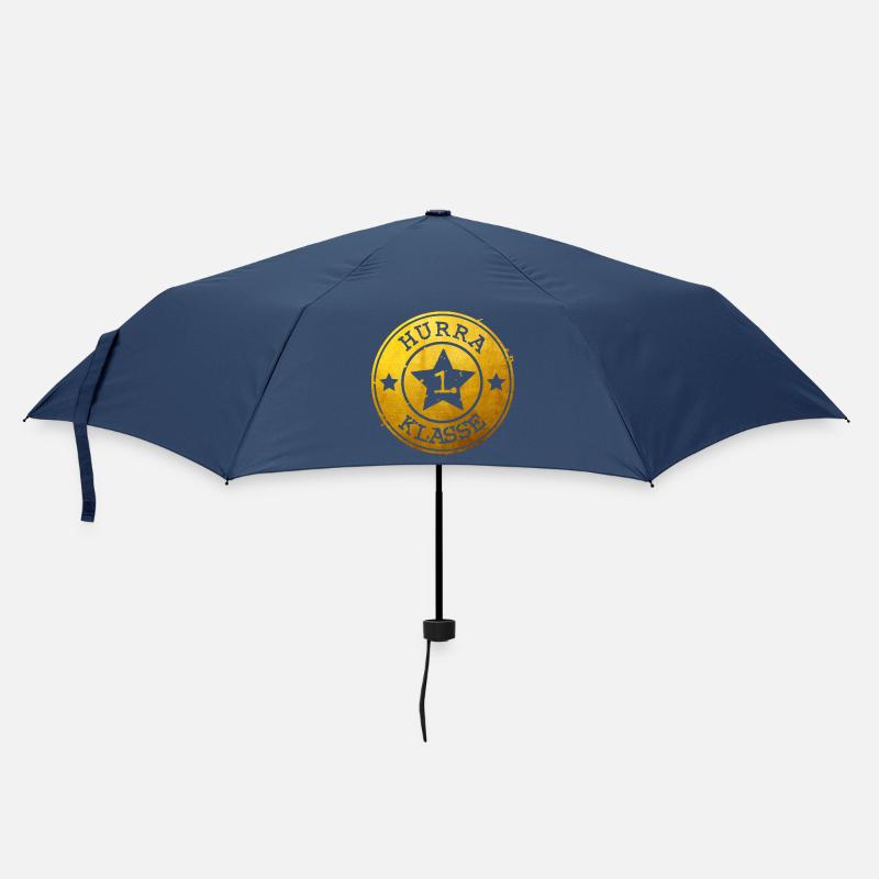 Hurra 1. Klasse - goldenes Emblem mit Stern  - Regenschirm (klein) - Navy