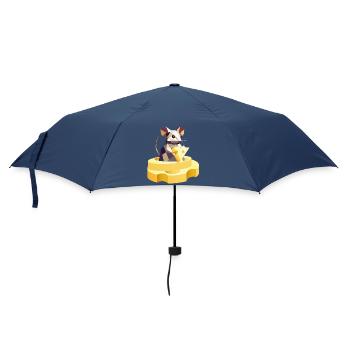 Souris joueuse tenant un gros morceau de fromage - Parapluie standard - marine - Devant