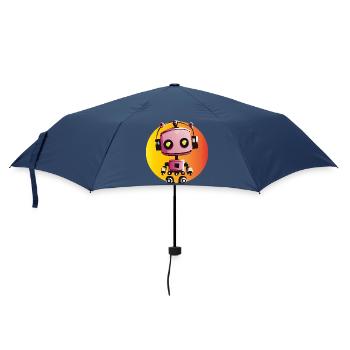 Musikroboter auf Gelb-Orange - Regenschirm (klein) - Navy - Vorne
