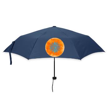 Abstract Floral Trench in Orange and Blue - Umbrella (small) - navy - Front