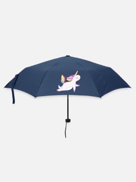 Buntes Einhorn sitzend, Pastellmuster - Regenschirm (klein) - Navy