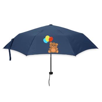 Teddybär mit Luftballons - Regenschirm (klein) - Navy - Vorne