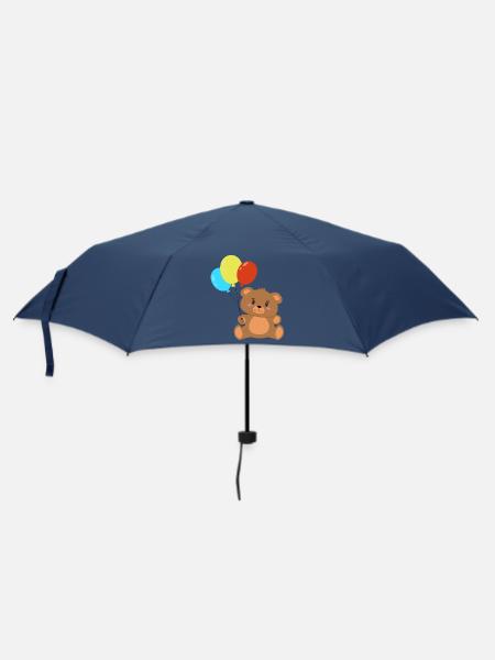 Teddybär mit Luftballons - Regenschirm (klein) - Navy
