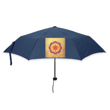 Poster Mandala Ornament Gold Flower Yoga India om - Umbrella (small) - navy - Front