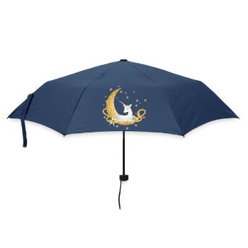 Crescent with imaginative unicorn and stars - Umbrella (small) - navy - Front