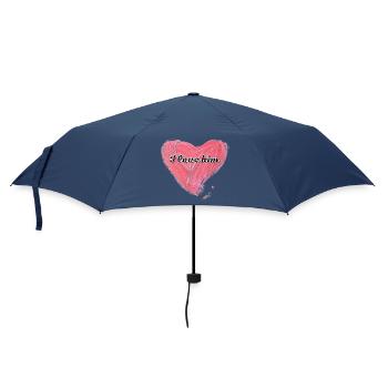 I love him | Liebe | Valentinstag - Regenschirm (klein) - Navy - Vorne