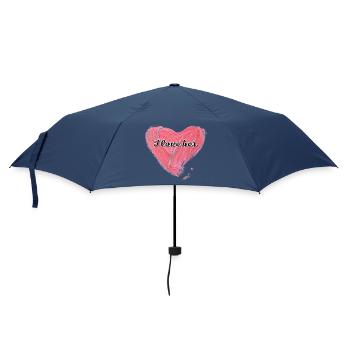 I love her | Liebe | Valentinstag - Regenschirm (klein) - Navy - Vorne