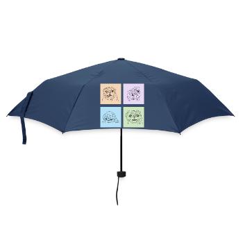 Pastell Mops Squad - The Cute and the Cuddly - Regenschirm (klein) - Navy - Vorne
