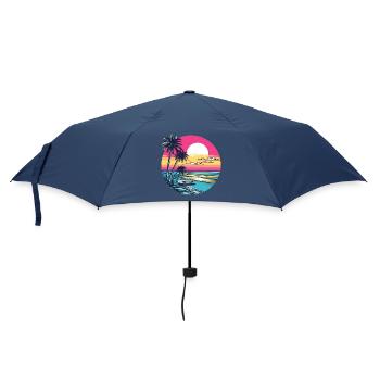 Retro sunset on the beach - Umbrella (small) - navy - Front