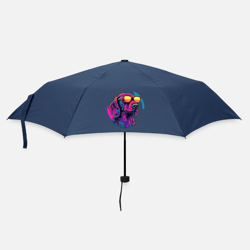 Neon Hund mit Sonnenbrille - Regenschirm (klein) - Navy