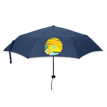 Pineapple with sunglasses on the beach - Umbrella (small) - navy - Front