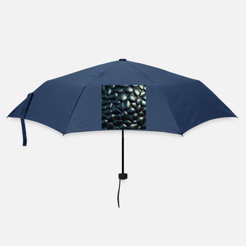 Black Cobblestone Metallic Textured Pattern - Umbrella (small) - navy