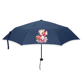 Süßer Drache in Pastellfarben mit Rose - Regenschirm (klein) - Navy - Vorne