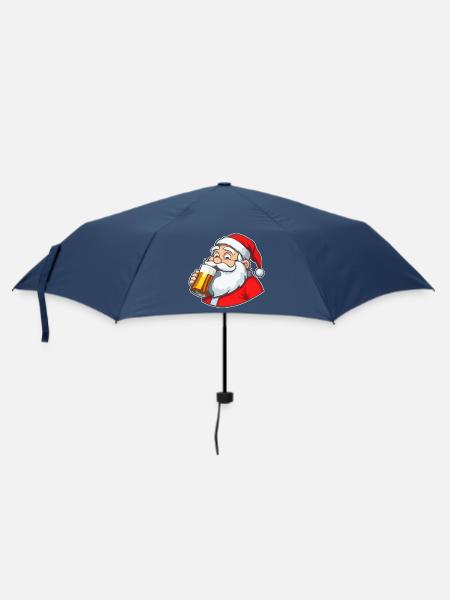 Weihnachtsmann mit Bier - Regenschirm (klein) - Navy