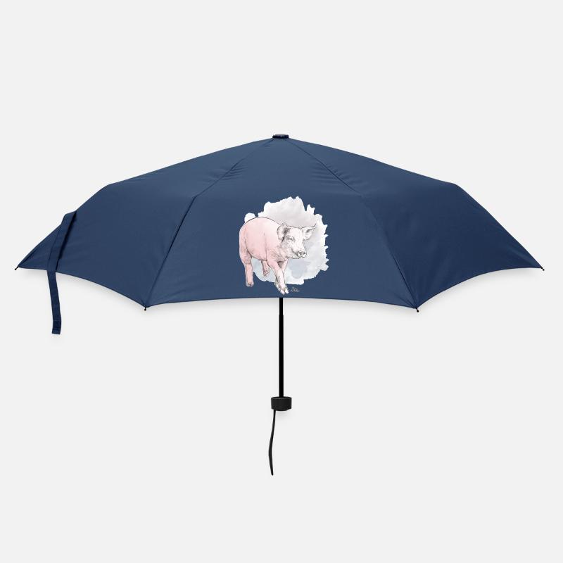 Niedliches Schwein vor buntem Klecks - Regenschirm (klein) - Navy