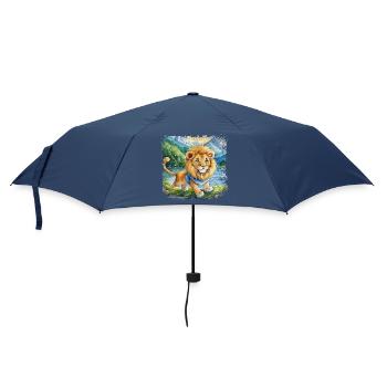 Cute young lion happily playing by the river - Umbrella (small) - navy - Front