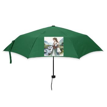 Watercolor Celtiberian Woman - Umbrella (small) - bottlegreen - Front