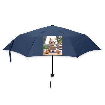 3D-Computer-Katze - Regenschirm (klein) - Navy - Vorne