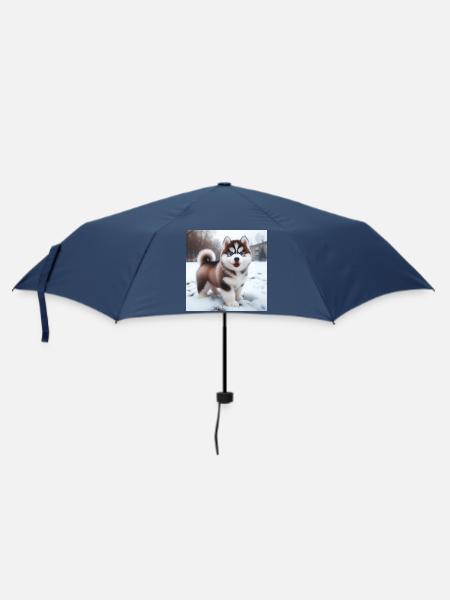 Chiot husky sibérien dans la neige - Parapluie standard - marine