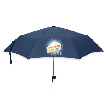 Piece of rainbow cake in delicate pastel colors - Umbrella (small) - navy - Front
