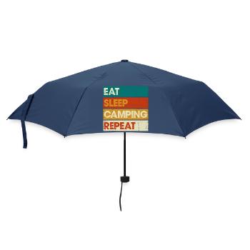 Essen Schlaf Camping Wiederholung Gestreifte Grafik - Regenschirm (klein) - Navy - Vorne
