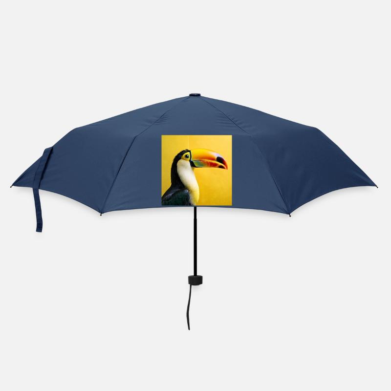 Tukan-Vogel auf tropischen gelben Hintergrundfarben - Regenschirm (klein) - Navy