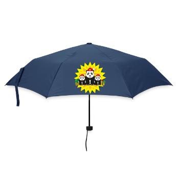 Liebe Panda Familie mit Weihnachtsmützen. - Regenschirm (klein) - Navy - Vorne