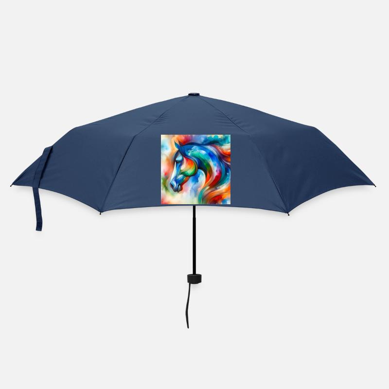 Pferdeportrait abstrakt - Regenschirm (klein) - Navy
