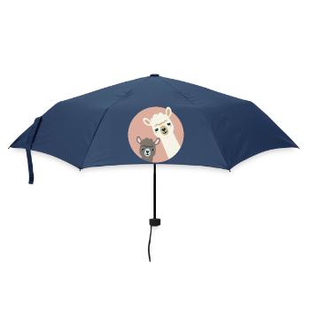 Two Curious Alpacas – Funny Animal Duo - Umbrella (small) - navy - Front