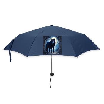 Krafttier Dunkler Wolf - Regenschirm (klein) - Navy - Vorne