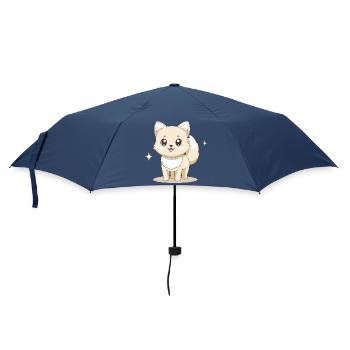 Entzückender beiger Spitzhund mit fröhlichen Augen - Regenschirm (klein) - Navy - Vorne