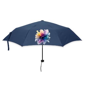 Farbexplosion: Abstrakter Aquarell-Farbrausch - Regenschirm (klein) - Navy - Vorne
