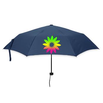 Flower Leaves Rainbow Green Yellow Pink - Umbrella (small) - navy - Front