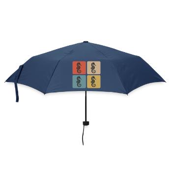 Seepferdchen Meer Vintage Design - Regenschirm (klein) - Navy - Vorne