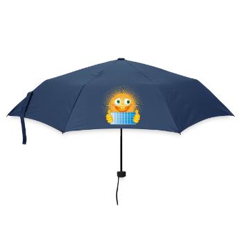 Strahlende Sonne mit Solartafel - Regenschirm (klein) - Navy - Vorne