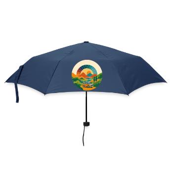 Paysage rétro avec fourgonnette – Voyage au soleil Arc - Parapluie standard - marine - Devant