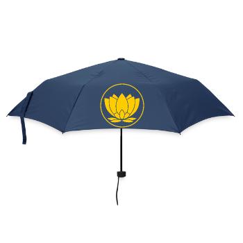 Yellow Lotus Blossom Illustration - Umbrella (small) - navy - Front