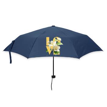 Elegante Jasmin Blumige Liebe Typografie - Regenschirm (klein) - Navy - Vorne