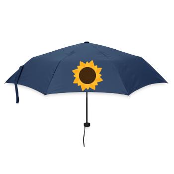 Sonnige Sonnenblume Botanisches Muster - Regenschirm (klein) - Navy - Vorne
