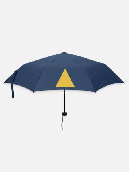 Geometrisches Dreiecksmotiv in Gold - Regenschirm (klein) - Navy