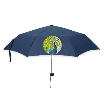 Magnificent peacock with crown - Umbrella (small) - navy - Front
