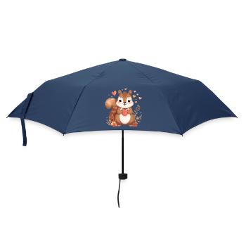 Autumnal squirrel with hot cocoa - Umbrella (small) - navy - Front