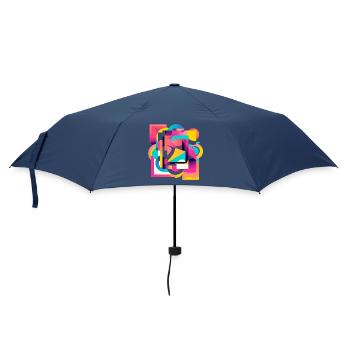 Kaleidoskopische Farbgeometrie Abstrakt - Regenschirm (klein) - Navy - Vorne