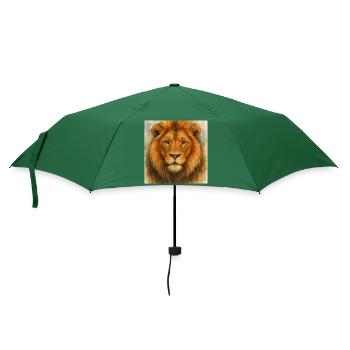 Watercolor Lion Portrait - Umbrella (small) - bottlegreen - Front