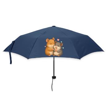 Süße Hamster Liebe – Niedliches Tiermotiv - Regenschirm (klein) - Navy - Vorne
