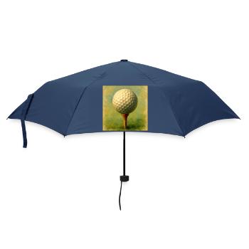 Golfball im künstlerischen Brett auf dem Abschlag - Regenschirm (klein) - Navy - Vorne