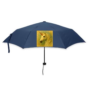 Heiß gemalt Einhornporträt - Regenschirm (klein) - Navy - Vorne